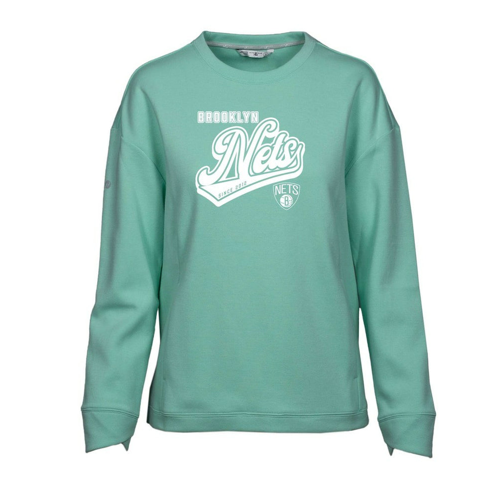 Mint Brooklyn Nets Levelwear Women's Fiona Sweep Pullover Sweatshirt | NBA