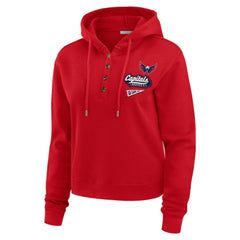 Washington Capitals WEAR by Erin Andrews Women's Waffle-Knit Pullover Hoodie - NHL Hoodies