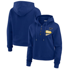 St. Louis Blues WEAR by Erin Andrews Women's Waffle-Knit Pullover Hoodie - NHL Hoodies