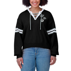 Los Angeles Kings WEAR by Erin Andrews Women's Cropped Lace-Up Sweater - NHL