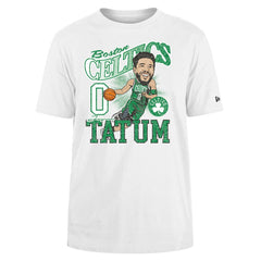 White Jayson Tatum Boston Celtics Caricature Player T-Shirt | NBA