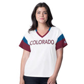 Colorado Avalanche G-III 4Her by Carl Banks Women's Rink Oversized Rhinestone V-Neck T-Shirt - NHL T-shirts