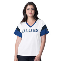 St. Louis Blues G-III 4Her by Carl Banks Women's Rink Oversized Rhinestone V-Neck T-Shirt - NHL T-shirts
