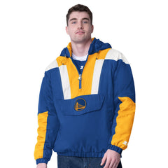 Royal/Gold Golden State Warriors Starter Charger Half-Zip Pullover Jacket- Royal/Gold sale | NBA