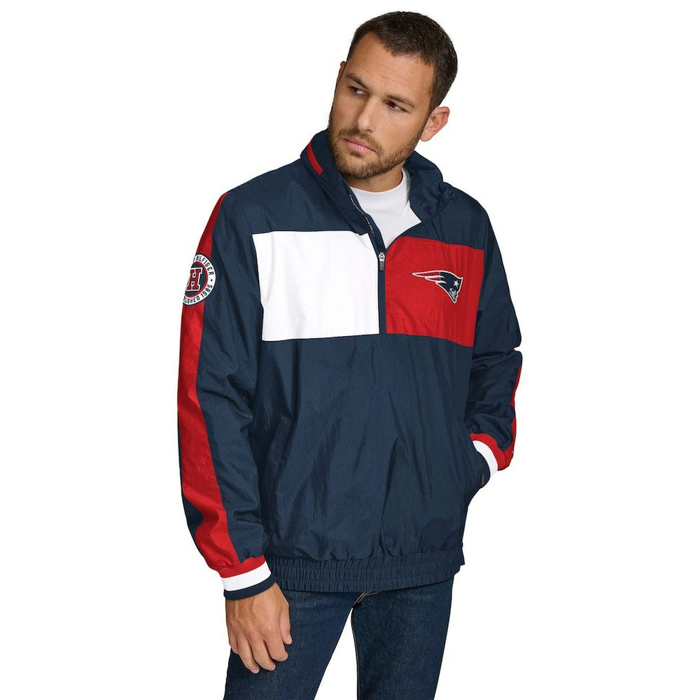 New England Patriots Tommy Hilfiger Gael Lightweight Half-Zip Hoodie Jacket | NFL Discount