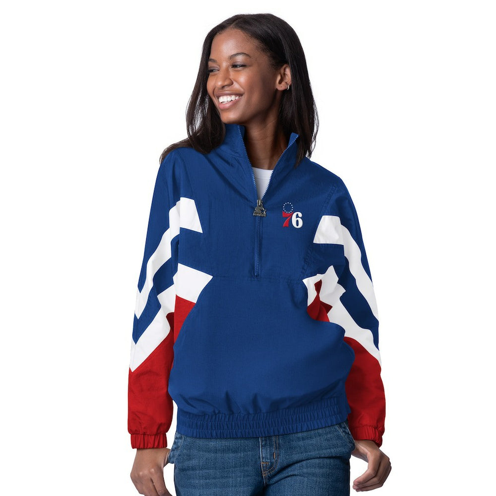 Royal Philadelphia 76ers Starter Women's Renegade Oxford Half-Zip Jacket | NBA