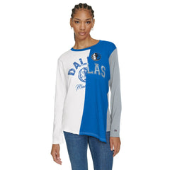White/Blue Dallas Mavericks Tommy Jeans Women's Amelia Color Blocked Long Sleeve T-Shirt sale | NBA