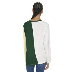 White/Hunter Green Milwaukee Bucks Tommy Jeans Women's Amelia Color Blocked Long Sleeve T-Shirt | NBA