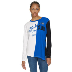 White/Blue Orlando Magic Tommy Jeans Women's Amelia Color Blocked Long Sleeve T-Shirt | NBA