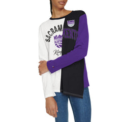 White/Black Sacramento Kings Tommy Jeans Women's Amelia Color Blocked Long Sleeve T-Shirt | NBA