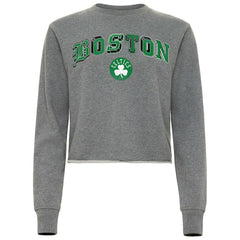 Heather Gray Boston Celtics Sportiqe Women's Varsity Collection Kacey Cropped Pullover Sweatshirt | NBA