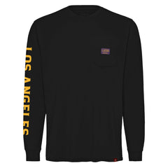 Black Los Angeles Lakers Sportiqe Unisex Wales Heavyweight Pocket Long Sleeve T-Shirt | NBA
