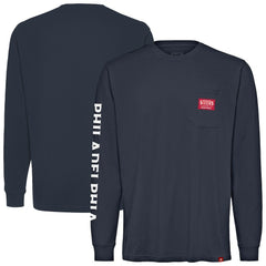 Navy Philadelphia 76ers Sportiqe Unisex Wales Heavyweight Pocket Long Sleeve T-Shirt | NBA