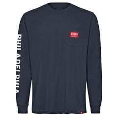 Navy Philadelphia 76ers Sportiqe Unisex Wales Heavyweight Pocket Long Sleeve T-Shirt | NBA