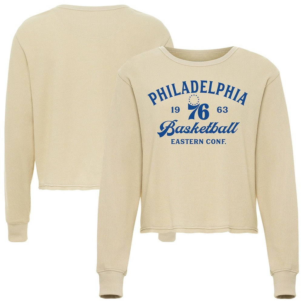 Cream Philadelphia 76ers Sportiqe Unisex High Country Collection Cullen Waffle Knit Long Sleeve T-Shirt | NBA