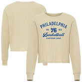 Cream Philadelphia 76ers Sportiqe Unisex High Country Collection Cullen Waffle Knit Long Sleeve T-Shirt | NBA