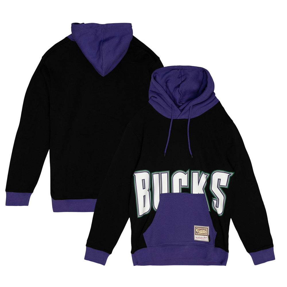 Black Milwaukee Bucks Hardwood Classics Big Face 5.0 Pullover Hoodie | NBA