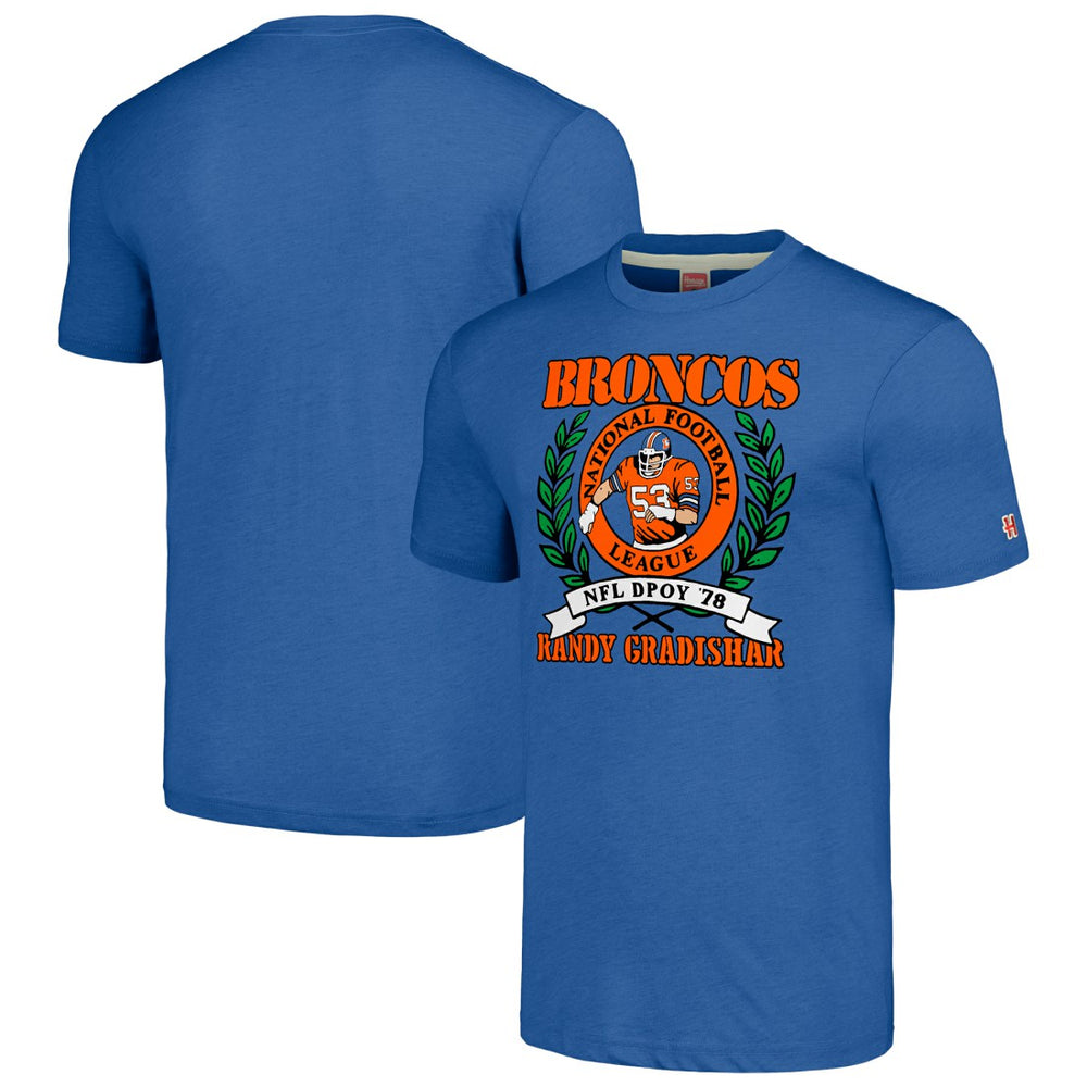 Denver Broncos Randy Gradishar Homage Unisex Caricature Retired Player Tri-Blend T-Shirt | NFL US