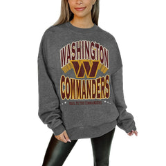 Washington Commanders Gameday Couture Women's Oversized Long Weekend Premium Fleece Drop Shoulder Pullover Sweatshirt | NFL Online