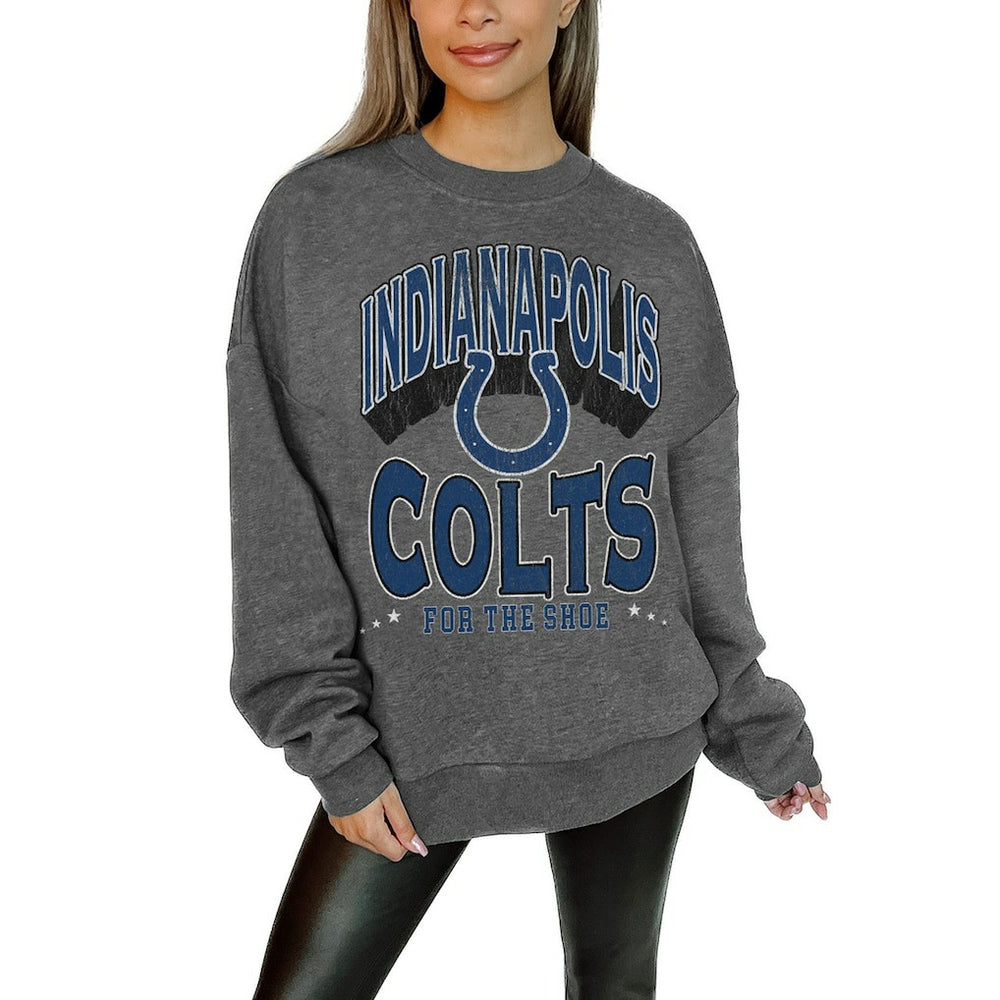 Indianapolis Colts Gameday Couture Women's Oversized Long Weekend Premium Fleece Drop Shoulder Pullover Sweatshirt | NFL Discount