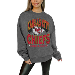 Kansas City Chiefs Gameday Couture Women's Oversized Long Weekend Premium Fleece Drop Shoulder Pullover Sweatshirt | NFL Outlet