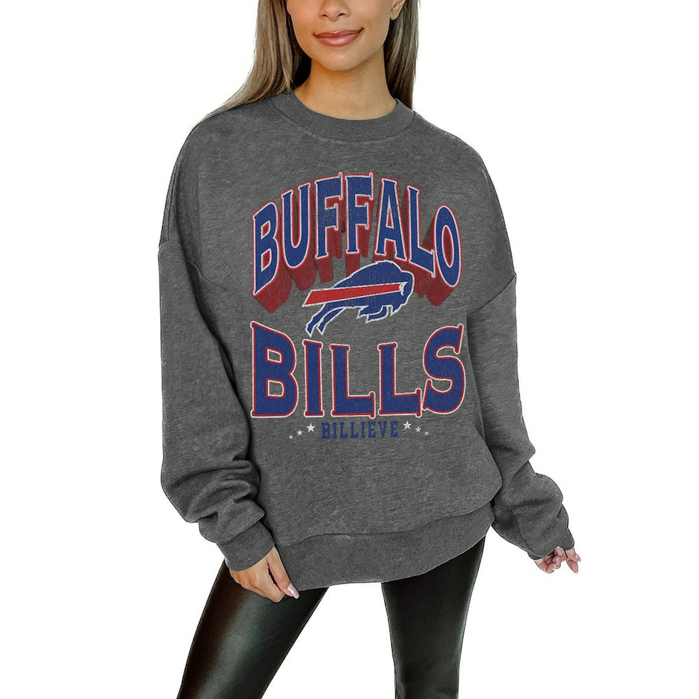 Buffalo Bills Gameday Couture Women's Oversized Long Weekend Premium Fleece Drop Shoulder Pullover Sweatshirt | NFL New