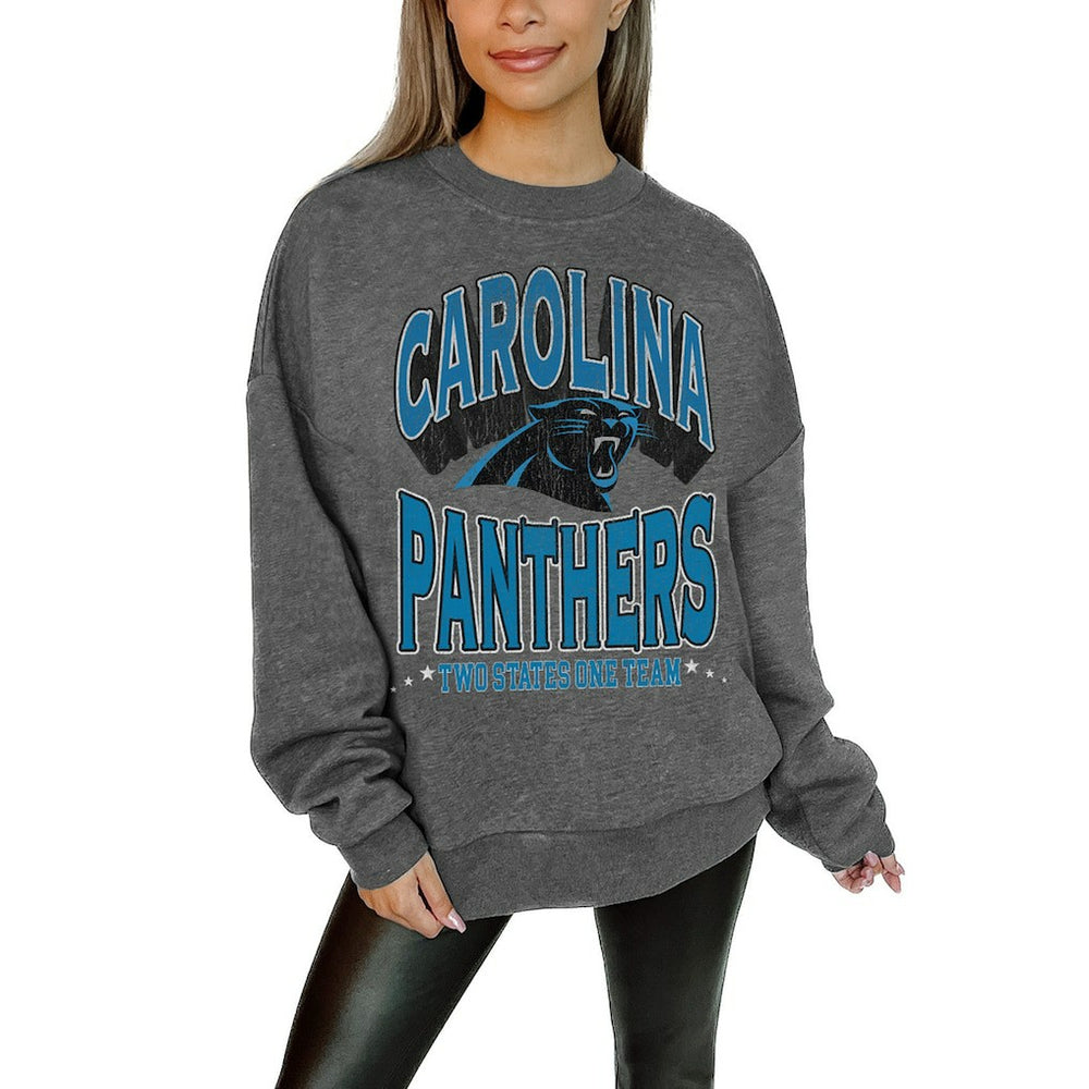 Carolina Panthers Gameday Couture Women's Oversized Long Weekend Premium Fleece Drop Shoulder Pullover Sweatshirt | NFL Near me