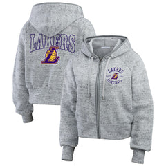 Heather Gray Los Angeles Lakers WEAR by Erin Andrews Women's Speckled Radiator Full-Zip Hoodie | NBA