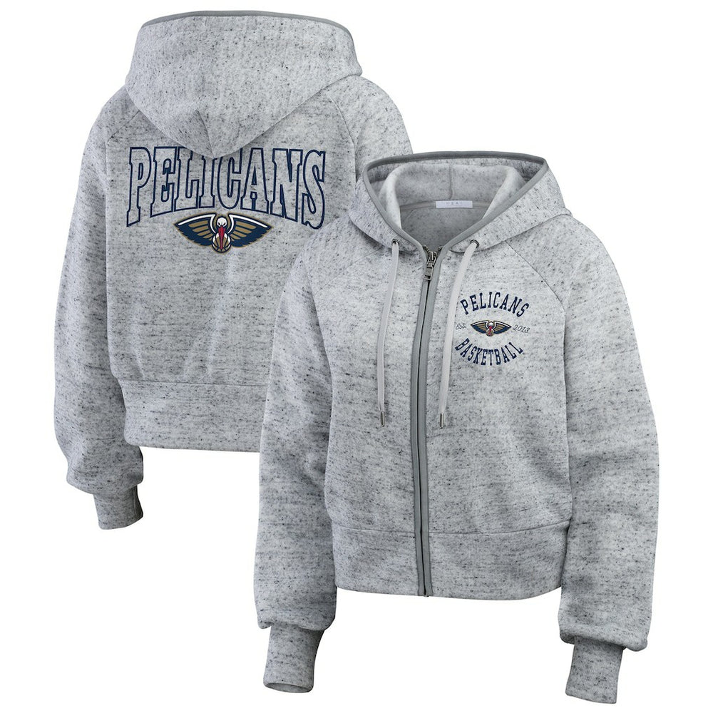 Heather Gray New Orleans Pelicans WEAR by Erin Andrews Women's Speckled Radiator Full-Zip Hoodie | NBA