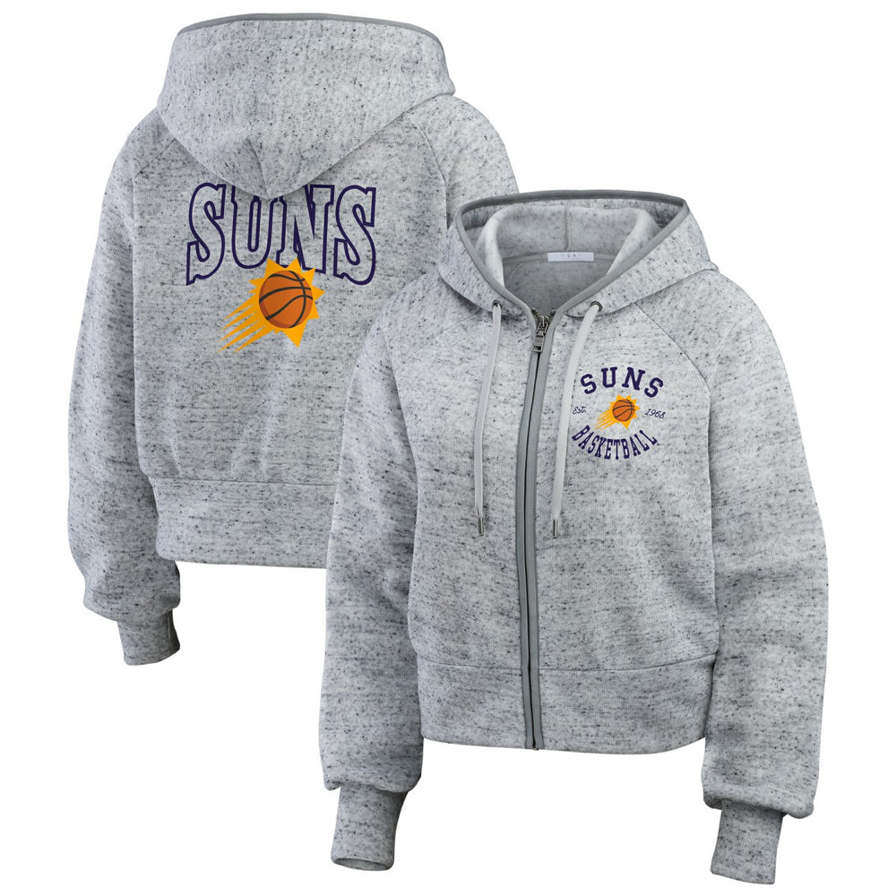 Heather Gray Phoenix Suns WEAR by Erin Andrews Women's Speckled Radiator Full-Zip Hoodie | NBA