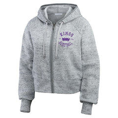 Heather Gray Sacramento Kings WEAR by Erin Andrews Women's Speckled Radiator Full-Zip Hoodie | NBA