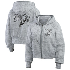 Heather Gray San Antonio Spurs WEAR by Erin Andrews Women's Speckled Radiator Full-Zip Hoodie | NBA