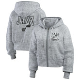 Heather Gray Utah Jazz WEAR by Erin Andrews Women's Speckled Radiator Full-Zip Hoodie | NBA