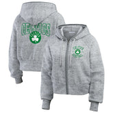 Heather Gray Boston Celtics WEAR by Erin Andrews Women's Speckled Radiator Full-Zip Hoodie | NBA