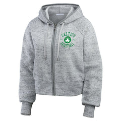 Heather Gray Boston Celtics WEAR by Erin Andrews Women's Speckled Radiator Full-Zip Hoodie | NBA
