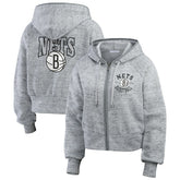 Heather Gray Brooklyn Nets WEAR by Erin Andrews Women's Speckled Radiator Full-Zip Hoodie | NBA