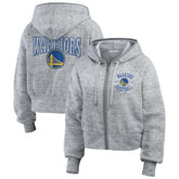 Heather Gray Golden State Warriors WEAR by Erin Andrews Women's Speckled Radiator Full-Zip Hoodie sale | NBA