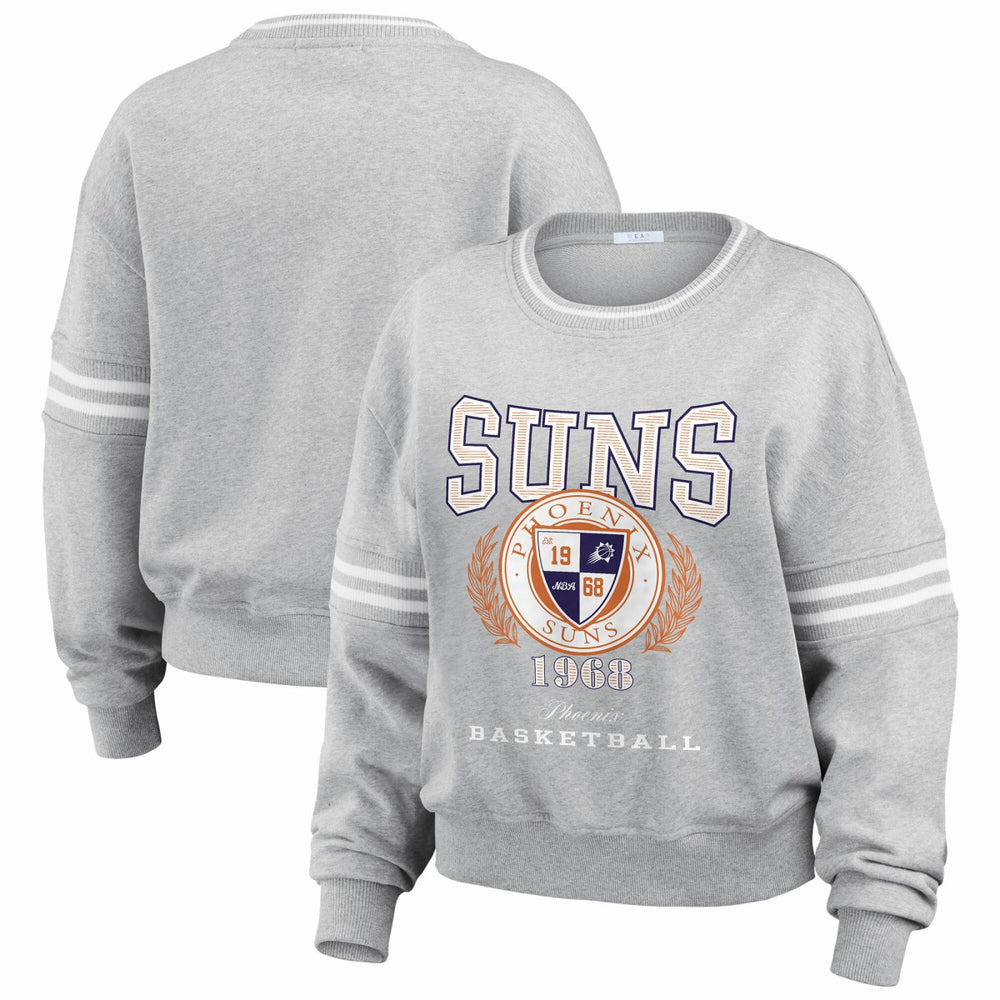 Heather Gray Phoenix Suns WEAR by Erin Andrews Women's French Terry Pullover Sweatshirt | NBA