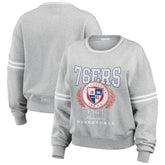 Heather Gray Philadelphia 76ers WEAR by Erin Andrews Women's French Terry Pullover Sweatshirt | NBA