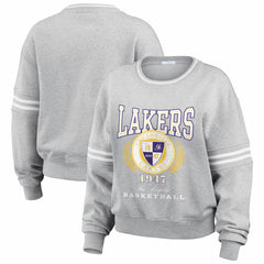 Heather Gray Los Angeles Lakers WEAR by Erin Andrews Women's French Terry Pullover Sweatshirt | NBA