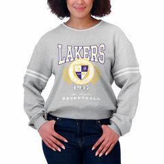 Heather Gray Los Angeles Lakers WEAR by Erin Andrews Women's French Terry Pullover Sweatshirt | NBA
