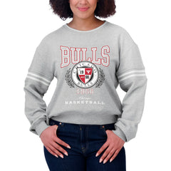 Heather Gray Chicago Bulls WEAR by Erin Andrews Women's French Terry Pullover Sweatshirt | NBA