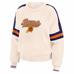 Cream Phoenix Suns WEAR by Erin Andrews Women's Stripe Pullover Sweater | NBA