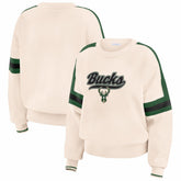 Cream Milwaukee Bucks WEAR by Erin Andrews Women's Stripe Pullover Sweater | NBA