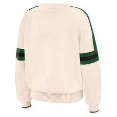 Cream Milwaukee Bucks WEAR by Erin Andrews Women's Stripe Pullover Sweater | NBA