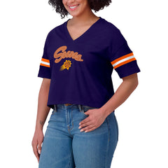 Purple Phoenix Suns WEAR by Erin Andrews Women's Plus Size Color Block Boxy V-Neck T-Shirt | NBA