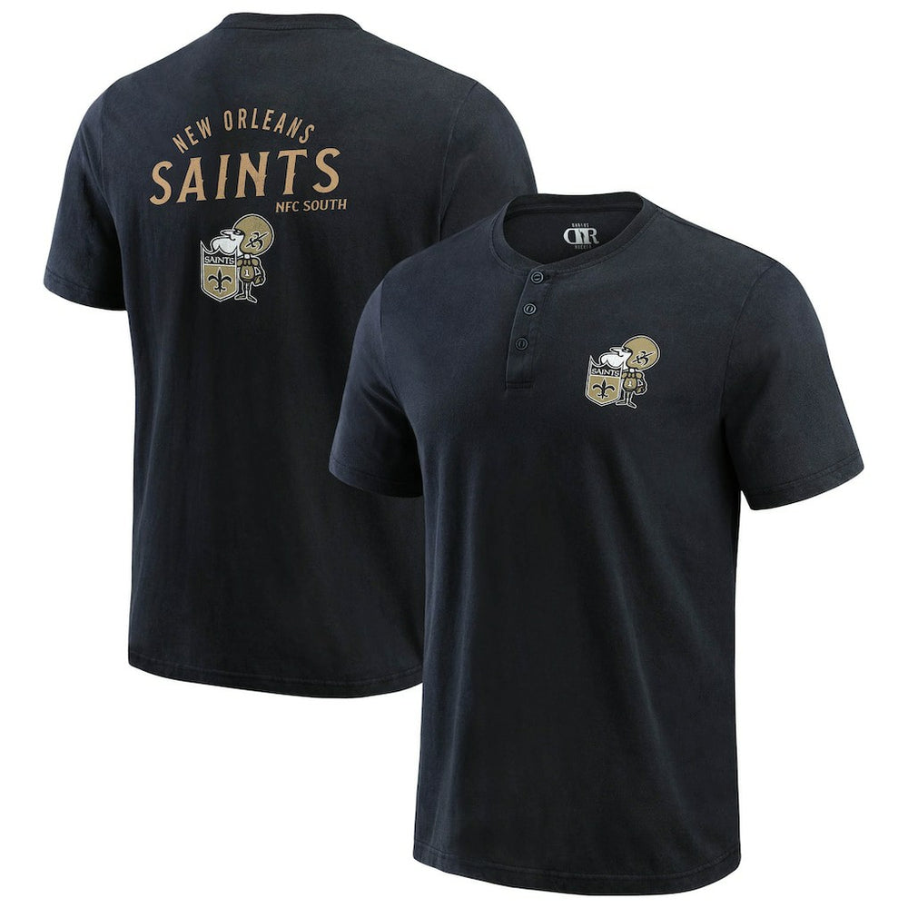 New Orleans Saints Darius Rucker Collection Washed Henley T-Shirt | NFL Outlet