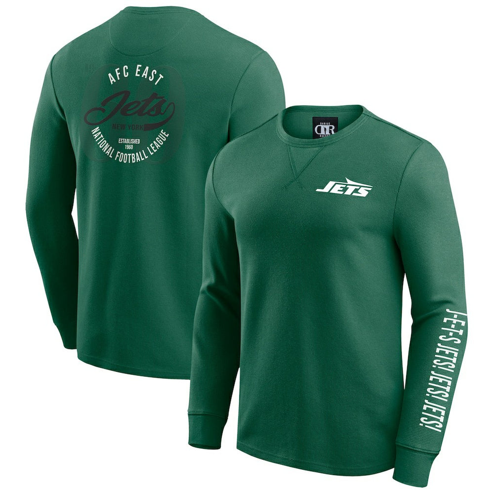 New York Jets Darius Rucker Collection Washed Waffle-Knit Long Sleeve T-Shirt | NFL Discount