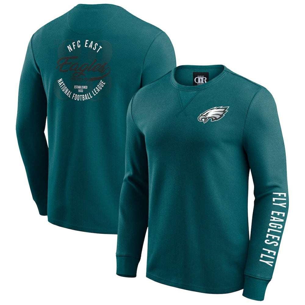 Philadelphia Eagles Darius Rucker Collection Washed Waffle-Knit Long Sleeve T-Shirt | NFL Sale