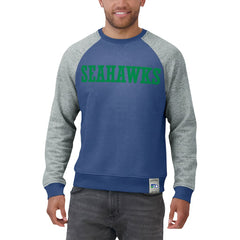 Seattle Seahawks Darius Rucker Collection Throwback Color Block Raglan Pullover Sweatshirt | NFL Hot